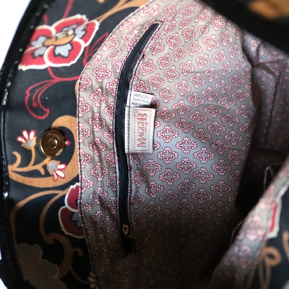 MaggiB Floral Handbag Crossbody Hobo Bag Purse Black Red Yellow - Picture 8 of 10